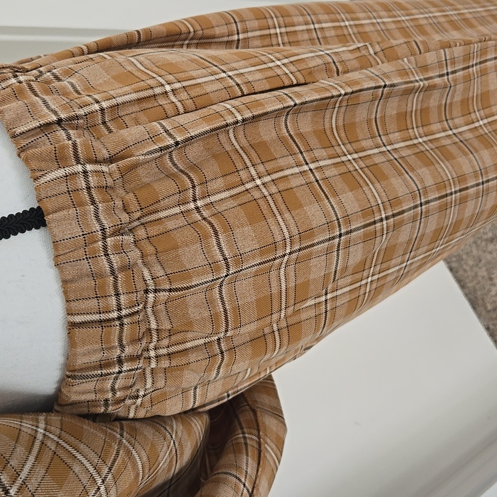 Melrose and Market Tan Plaid Houndtooth Wide Leg Pant Oversized Blazer Suit M - Picture 7 of 12